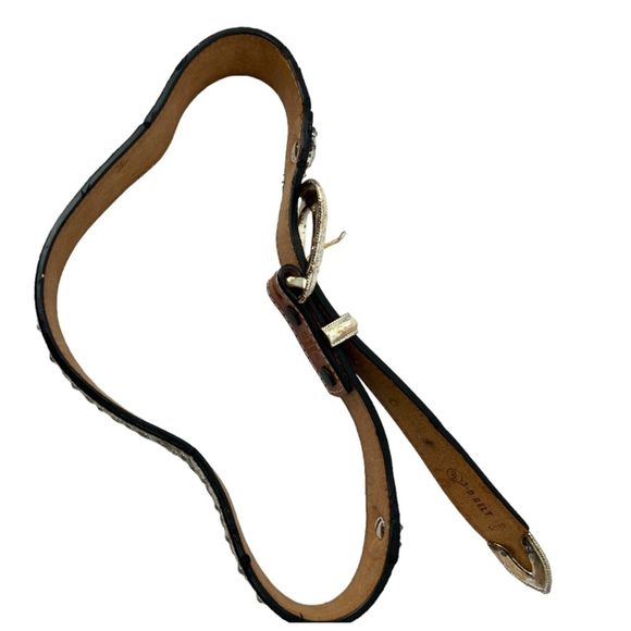 3-D western belt 28 calf hair gems crystals DDD silver hardware red leather - Picture 3 of 13